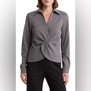Calvin Klein Twist Front Long Sleeve Blouse Women’s Size S